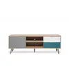 iperbriko Meuble TV scandinave ARUBA Chêne, gris, bleu et blanc