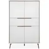 CALICOSY Buffet haut 4 portes et 2 tiroirs H140 cm - Chêne artisan / blanc