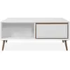 CALICOSY Table basse - ARONA - Rectangulaire - Blanc / Chêne artisan - 94 x 40 x 55 cm
