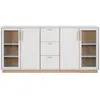 CALICOSY Buffet 4 portes et 3 tiroirs décor blanc et bois l204 cm - split