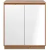 CALICOSY Petit buffet 2 portes L79 cm - 79 cm X 40 cm X 88 cm - PHOENIX - Chêne artisan / Blanc brillant