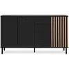 Finori Calicosy Buffet 3 Portes Et 4 Tiroirs Noir Et Bois - L160 Cm