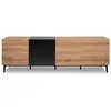 Mes Buffet Bas 4 portes - Décor chene et noir - L 200 x P 42 x H 65 cm - NOLA