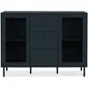 Calicosy Buffet 3 Tiroirs Et 2 Portes Vitrées Bleu Marine - L120 Cm