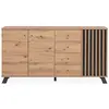 Buffet 3 portes 4 tiroirs coloris chêne/anthracite Medan - Naturel -