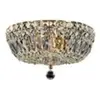 Plafonnier semi-encastré doré antique et cristal, 3 lumières, E14