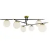 Maytoni Suspension 6 lumières dorée et noir avec sphères en verre blanc mat