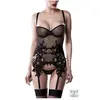 Grey Velvet Guêpière Maille Transparente 15234 Romantic Noire
