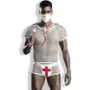 Saresia Costume Docteur Sexy Résille Blanc & Rouge