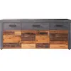 TRENDTEAM Buffet bas INDY 4 Portes et 1 Tiroir - Mélaminé bois vieilli et gris mat - L 178 x P 40 x H 77 cm