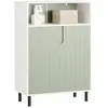 SOBUY Meuble bas rangement avec 2 portes effet bois vert et blanc