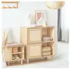 SOBUY Buffet avec 2 portes coulissantes effet bois