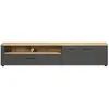 CALICOSY Meuble TV 2 portes, 2 niches, 1 abattant - L210 cm - 210 cm X 41 cm X 43 cm - ESTEBAN WO