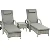 Outsunny Chaise Longue Table 3 pièces Ensemble de meubles de jardin, R...