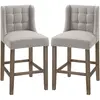 HOMCOM 2er-Set Barhocker avec capitonnage, bois massif, repose-pieds i...