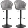 HOMCOM Lot de 2 tabourets de bar pivotants avec dossier en velours Touch Bistro réglable en hauteur tabouret de comptoir Gris 54x56x91-111cm