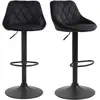 HOMCOM Lot de 2 tabourets de bar pivotantes, tabourets de bistro réglables en hauteur avec repose-pieds, dossier, Velours, Noir, 46x48x83-104cm