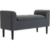 HOMCOM Banc avec Espace de Rangement, Banc Rembourré en Imitation Lin, jusqu'à 130 kg, Boîte de Rangement, pour Salon Chambre 116x44x58cm Gris foncé