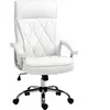 Vinsetto Chaise de Bureau Pivotante Chaise de Direction Fauteuil de Bureau Ergonomique Inclinable Réglable Motif Losanges Similicuir Blanc 66x69x121cm