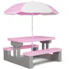 SPIELWERK Salon de jardin pour enfants Gris Rose ensemble 1 table 2 ba...