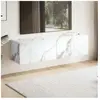 WOHNLING M&s - Meuble tv suspendu 2 portes 120x30x30 cm effet marbre b...