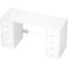 HOMCOM Bureau 140 cm avec 8 tiroirs, bureau moderne avec rangement, as...