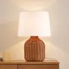 Lampe à poser Lindby Lirenda, hauteur 52 cm, rotin, naturel/blanc