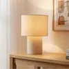 lampe à poser Lindby Elfie, Ø 23 cm, beige, lin, E27