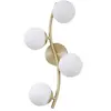Lindby Applique murale Josiana, opale/laiton, 48 cm, boule, verre