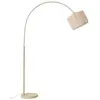Lindby lampadaire arqué Helin, beige, textile, hauteur 198,5 cm