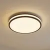 Plafonnier LED Lindby Emiva, Ø 40 cm, bois foncé, CCT