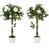 Outsunny Arbre artificiel, Plante artificielle dans un pot en ciment, ...