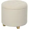 HOMCOM Tabouret rond de rangement avec couvercle et pieds en bois, Rep...