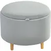 HOMCOM Pouf Pouf Rembourré en Peluche Teddy, Espace de Rangement Caché...