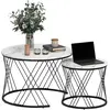 HOMCOM Ensemble de 2 tables basses avec effet marbre, panneau de parti...