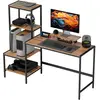 HOMCOM Bureau d'ordinateur avec Rehausseur de Moniteur, Bureau avec Ét...