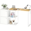 Bureau d'angle HOMCOM 360° modulable   2 armoires & 2 étagères, blanc