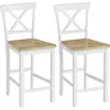 HOMCOM Ensemble de 2 tabourets de bar avec dossier et repose-pied en b...