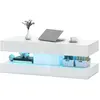 HOMCOM Table de Salon avec Tiroirs et Lumières LED, Table de Café Mode...