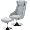 HOMCOM Fauteuil rembourré pivotant avec repose-pieds, inclinable, faut...