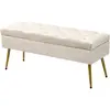 HOMCOM Banquette de Rangement en Velours, Tabouret Rembourré avec Desi...