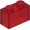 Lego® brique 1x2 3065 - 10 pièces transparent rouge