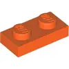 Lego® 250x 1x2 plaques 3023 - Plaque orange rougeâtre - Orange rougeât...