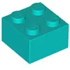 Lego® 2x2 brique 3003 - 10 pièces turquoise foncé