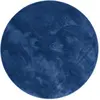 Tapis à poils longs moelleux rond bleu foncé 120x120 cm