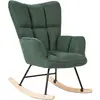 BELIANI Fauteuil à Bascule Moderne en Tissu Polyester Vert Foncé et Pieds en Bois Oulu