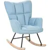 BELIANI Fauteuil à Bascule Moderne en Tissu Polyester Bleu et Pieds en Bois Oulu