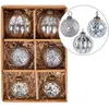 BELIANI Lot de 6 Boules de Sapin de Noël Suspension Fait Main en Verre Argenté Argentin