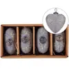 BELIANI Lot de 4 boules coeur en verre gris feriable
