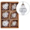 BELIANI Lot de 6 Boules de Sapin de Noël Suspension Fait Main Effet Vieilli en Verre Argenté Cremeux